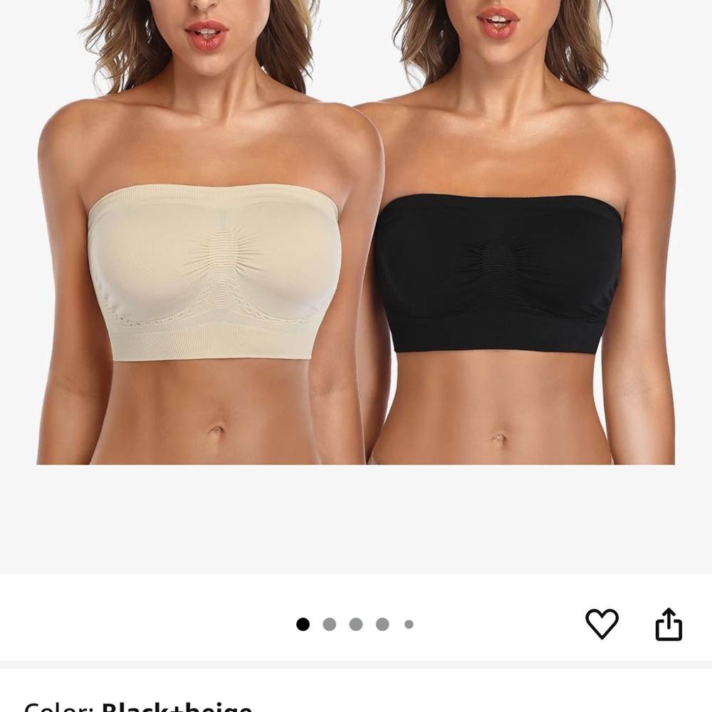Black and Beige Strapless Bandeau Tops